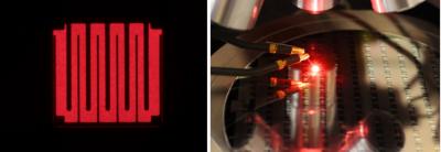 Plessey native red InGaN LED, on silicon photos