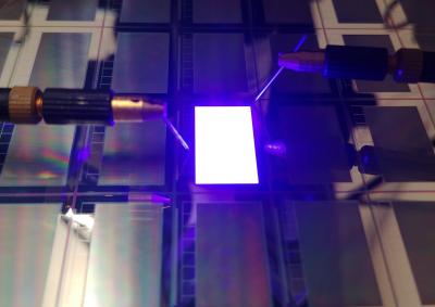 Plessey and Compound photonics, blue array microLED microdisplay photo