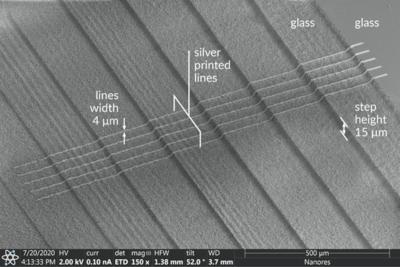 XTPL - high-density stacked chips interconnections, microscope image