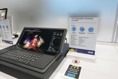 AUO 14.6" foldalbe laptop microLED display at Displayweek 2023
