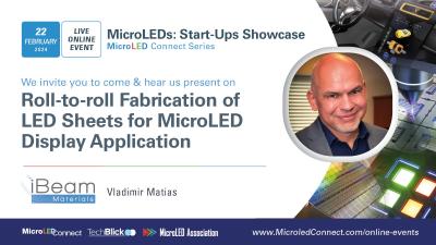 iBeam Materials MicroLED-Connect startup showcase speaker card